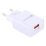 LZ-706 Caricatore da viaggio con porta USB singola QC3.0, spina europea (bianco)