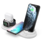 Caricabatterie wireless 6 in 1 aggiornato HQ-UD15 per iPhone, Apple Watch, AirPods e altri telefoni Android (bianco)