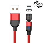Cavo di ricarica per sincronizzazione dati magnetica rotante da 1 m 3 A USB a 8 pin 540 gradi (rosso)