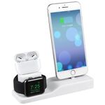 Dock di ricarica in silicone 3 in 1 per AirPods Pro, Apple Watch e iPhone, con staffa Funtcion (bianco)