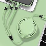 Cavo di ricarica per sincronizzazione dati retrattile da 3,5 A in silicone liquido 3 in 1 da USB a USB-C / Type-C + 8 pin + micro USB (verde)