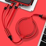 3.5A Liquid Silicone 3 in 1 USB a USB-C / Type-C + 8Pin + Micro USB Cavo di ricarica per sincronizzazione dati retrattile (rosso)