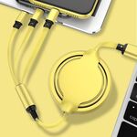 Cavo di ricarica per sincronizzazione dati retrattile da 3,5 A in silicone liquido 3 in 1 da USB a USB-C / Type-C + 8 pin + Micro USB (giallo)