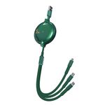 WK WDC-124 3A 3 in 1 8 PIN + TYPE-C / USB-C + Micro USB Bona Bona Serie Telescopica Cavo dati di ricarica telescopico, lunghezza: 1,5 m (verde)