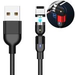 Cavo di ricarica magnetico ruotabile in nylon intrecciato da 2 m 2 A da USB a 8 pin (nero)