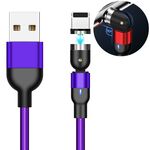 Cavo di ricarica magnetico rotante in nylon intrecciato da 1 m 2 A da USB a 8 pin (viola)