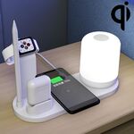 WS6 10W 2 porte USB + lampada da tavolo multifunzione porta USB-C / Type-C + caricabatterie wireless Qi (bianco)