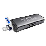 118 2 in 1 Interfacce USB + 8 pin Disco flash USB / Scheda di memoria Lettore di schede OTG per sistema IOS Telefono cellulare / computer (grigio scuro)