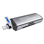 118 2 in 1 Interfacce USB + 8 pin Disco flash USB / Scheda di memoria Lettore di schede OTG per sistema IOS Telefono cellulare / computer (grigio chiaro)