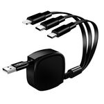 1,2 m 3.5A max 3 in 1 USB a USB-C / Type-C + 8PIN + Cavo di ricarica retrattile Micro USB (nero)