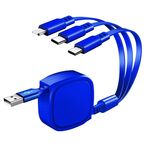 1,2 m 3.5A max 3 in 1 USB a USB-C / Type-C + 8PIN + cavo di ricarica retrattile Micro USB (blu)