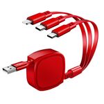 1,2 m 3.5a max 3 in 1 USB a USB-C / Type-C + 8PIN + cavo di ricarica retrattile Micro USB (rosso)
