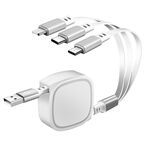 1.2m 3.5a max 3 in 1 USB a USB-C / Type-C + 8PIN + Cavo di ricarica retrattile Micro USB (bianco)