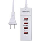 Adattatore per caricabatterie 5V 4.1A 4 porte USB con cavo di alimentazione, lunghezza cavo: 1,5 m, spina americana (bianca)