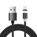 USB a connettore magnetico in metallo a 8 pin Cavo dati magnetico intrecciato in nylon bicolore, lunghezza cavo: 1 m (nero)