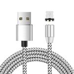 USB a connettore magnetico in metallo a 8 pin Cavo dati magnetico intrecciato in nylon bicolore, lunghezza cavo: 1 m (argento)