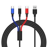 Cavo di ricarica intrecciato a colori da 3 in 1 USB a 8 pin + Type-C / USB-C + Micro USB, lunghezza del cavo: 1,2 m