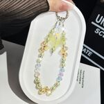 Catena per cellulare con perle a farfalla in cristallo tricolore (gialla)