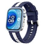 For Huawei Watch Fit 4 / Fit 4 Pro / Fit 3 Vertical Striped Two Color Silicone Watch Band(Midnight Blue White)