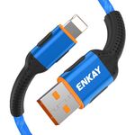 ENKAY ENK-CB203 Filo per tessitura in tessuto Cavo di ricarica per trasferimento dati da USB a 8 pin (blu)