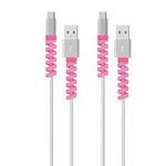 Avvolgitore anti-rottura per cavo dati in silicone a spirale da 100 pezzi (rosa)
