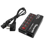 Interfaccia USB 100-240 V Caricabatterie elettronico digitale a carica rapida intelligente Caricatore multifunzione, spina americana, stile: 10 porte