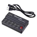 Interfaccia USB 100-240 V Caricatore multifunzione elettronico digitale a carica rapida intelligente, spina americana, stile: 12 porte