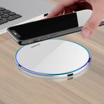 Caricabatterie wireless X8 15W QI rotondo con specchio acrilico (argento)