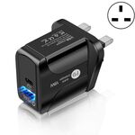 Adattatore di alimentazione per caricabatterie da viaggio a ricarica rapida PD + QC 3.0 da 18 W con funzione di indicazione LED (spina UK nera)