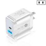 Adattatore di alimentazione per caricabatterie da viaggio a ricarica rapida PD + QC 3.0 da 18 W con funzione di indicazione LED (spina americana bianca)