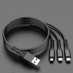 2 pz ZZ034 USB a 8 Pin + USB-C / Type-C + Micro USB 3 in 1 Cavo di ricarica veloce, Stile: 5A Super Fast-Black