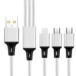 2 pz ZZ034 USB a 8 PIN + USB-C / TYPE-C + Micro USB 3 in 1 Cavo di ricarica veloce, Stile: mini-argento