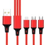 2 pz ZZ034 USB a 8 Pin + USB-C / Type-C + Micro USB 3 in 1 Cavo di ricarica veloce, Stile: Mini-Rosso