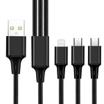 2 pz ZZ034 USB a 8 Pin + USB-C / Type-C + Micro USB 3 in 1 Cavo di ricarica veloce, Stile: Mini-Black