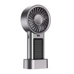 Ventilatore portatile e da tavolo alimentato ad energia solare con 12 pale turbo a 5 velocità e ricarica rapida USB Type-C (metallico)