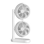 Ventilatore da scrivania a doppia testa, oscillante, regolabile a 360 gradi, ventilatore di raffreddamento portatile a 3 velocità senza batteria