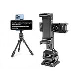 Supporto per teleprompter con doppio supporto per telefono e base Arca-Swiss compatibile con stabilizzatori DJI per streaming live/vlogging/registrazione video (8245)