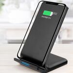 Caricabatterie wireless verticale per telefono cellulare R2 10W Supporto per ricarica rapida intelligente Supporto da tavolo (nero)
