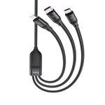 HOCO U104 Ultra 3 in 1 6A Cavo dati di ricarica veloce USB a 8 Pin + micro USB + USB-C / Type-C Cable, Cable Lunghezza: 1,2 m (nero)