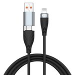 ADC-008 2 in 1 PD 30W USB + USB-C / Type-C a 8 Pin Flash Carica cavo dati, lunghezza del cavo: 1m (grigio nero)