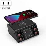 838W 9 in 1 100W 4 PD 3.0 USB-C / TYPE-C + 4 PORTE USB 3.0 USB Smart Display digitale Caricabatterie wireless, spina USA (nero)