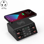 838W 9 in 1 100W 4 PD 3.0 USB-C / Type-C + 4 QC 3.0 Porte USB Caricatore wireless Digital Display Digital, Plug AU (Black)