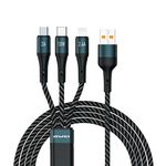 AWEI CL-972 TYPE-C / USB-C + 8 PIN + Micro USB 3 in 1 Cavo dati di ricarica rapida, lunghezza: 1,2 m (nero)