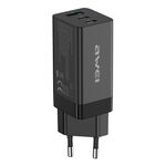AWEI PD9 65W Dual Type-C / USB-C + USB Gan Caricatore di viaggio rapido, Plug UE (Black)