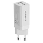 AWEI PD9 65W Dual Type-C / USB-C + USB Gan Caricatore di viaggio rapido, Plug UE (White)