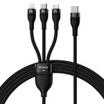 Baseus Flash Series II 1,5m 3 in 1 Type-C a Micro USB + 8 Pin + Tipo-C 100W Cavo di ricarica rapida (nero)