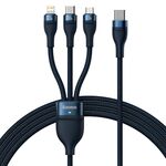 Baseus Flash Series II 1,5m 3 in 1 Type-C a Micro USB + 8 Pin + Tipo-C 100W Cavo di ricarica rapida (blu)