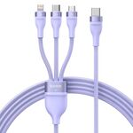 Baseus Flash Series II 1,5m 3 in 1 Type-C a Micro USB + 8 Pin + Tipo-C 100W Cavo di ricarica rapida (Purple)
