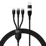 BASEUS Flash Series II 1.2M USB + Type-C a Micro USB + 8 PIN + TYPE-C 100W Cavo di ricarica rapida (nero)