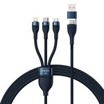 BASEUS Flash Series II 1.2M USB + Type-C a Micro USB + 8 Pin + Tipo-C 100W Cavo di ricarica rapida (blu)